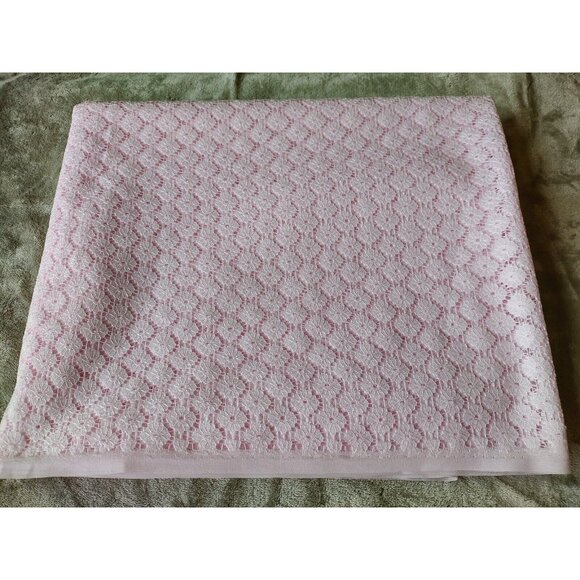 Unbranded Other - 3 Yards Mesh Lace Fabric Soft PINK Single Piece 46" x 110" Flowers ~ New